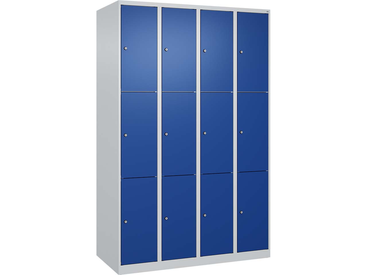 C+P Schließfachschrank Classic PLUS, 12 Fächer, 1850x1200x500mm, Lichtgrau/Enzianblau