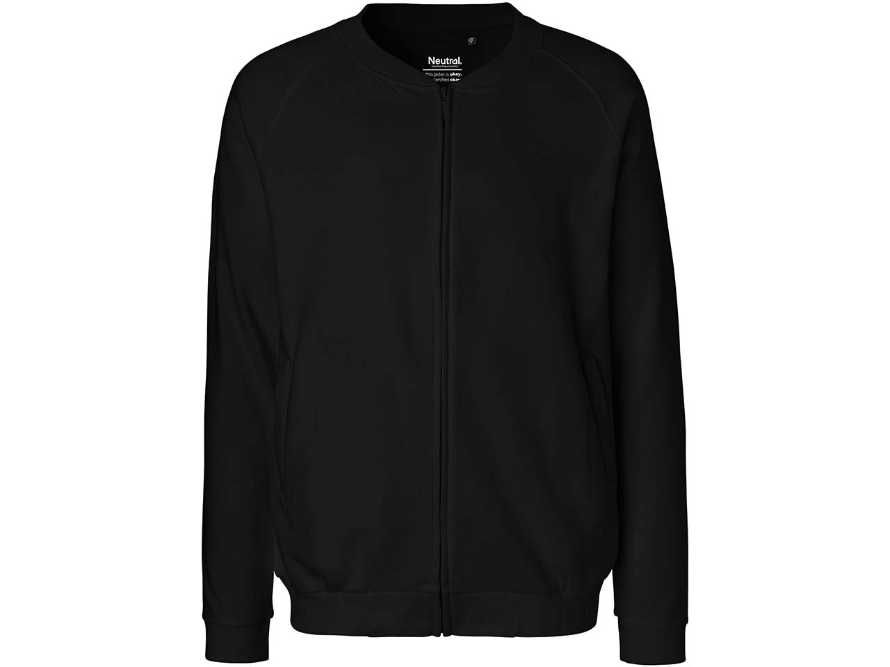 Neutral Bio-Unisex-Jacke mit Seitentaschen, schwarz, Gr. L