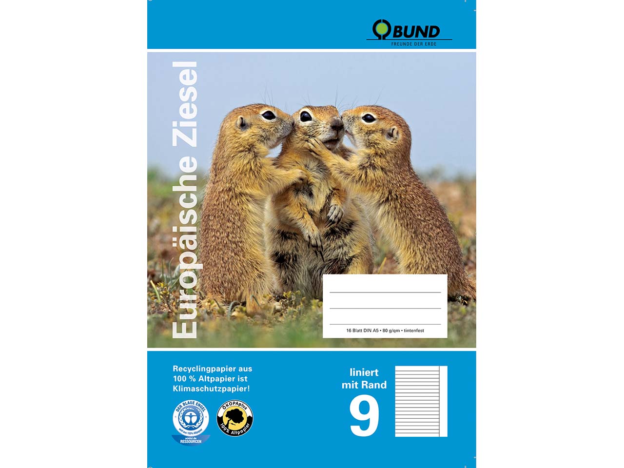 BUND Heft A5 Lineatur 9, liniert mit Rand