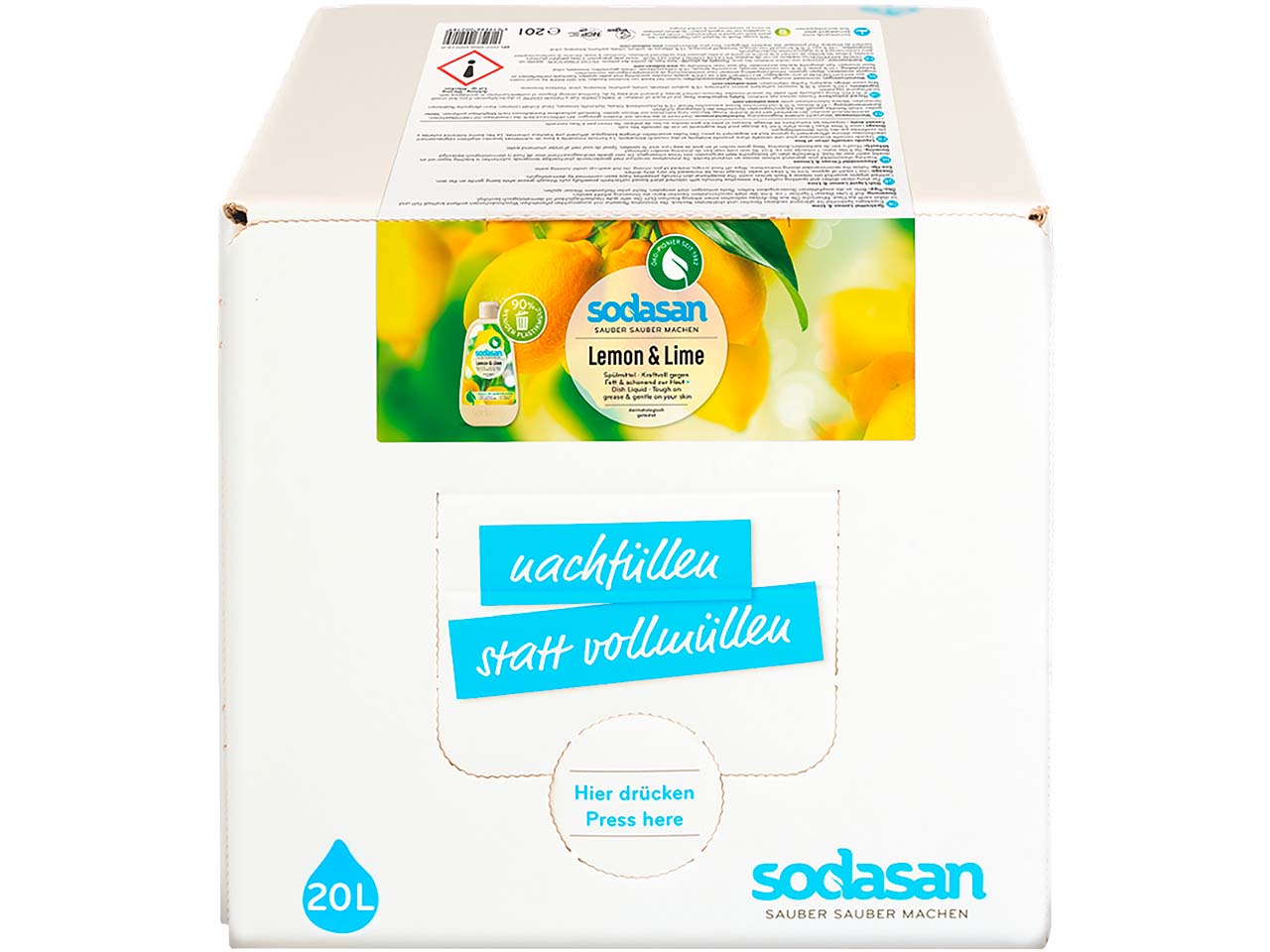 Sodasan Spülmittel 'Lemon und Lime' Bag in Box, 20 l