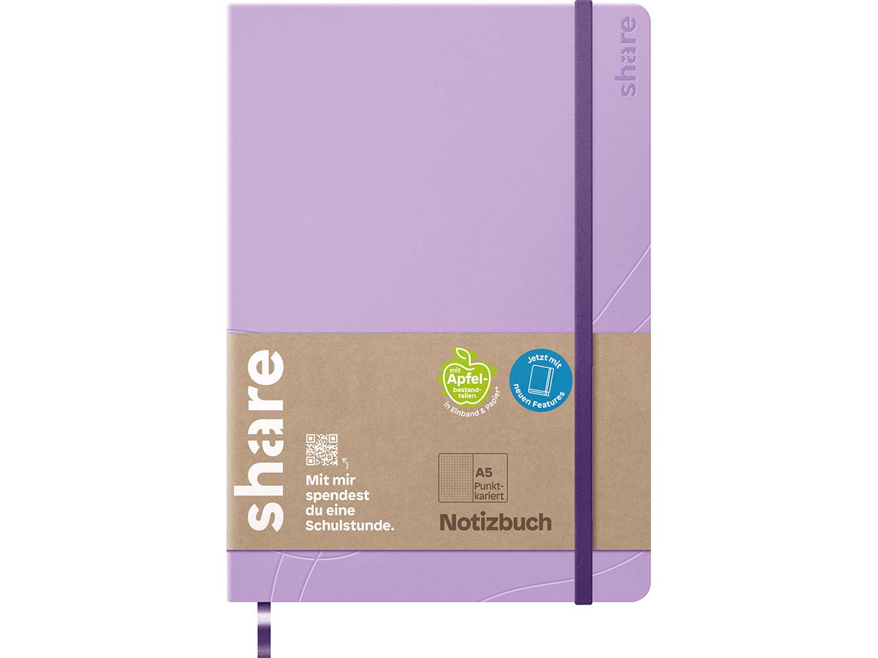 share Notizbuch DIN A5 punktkariert, lavendel