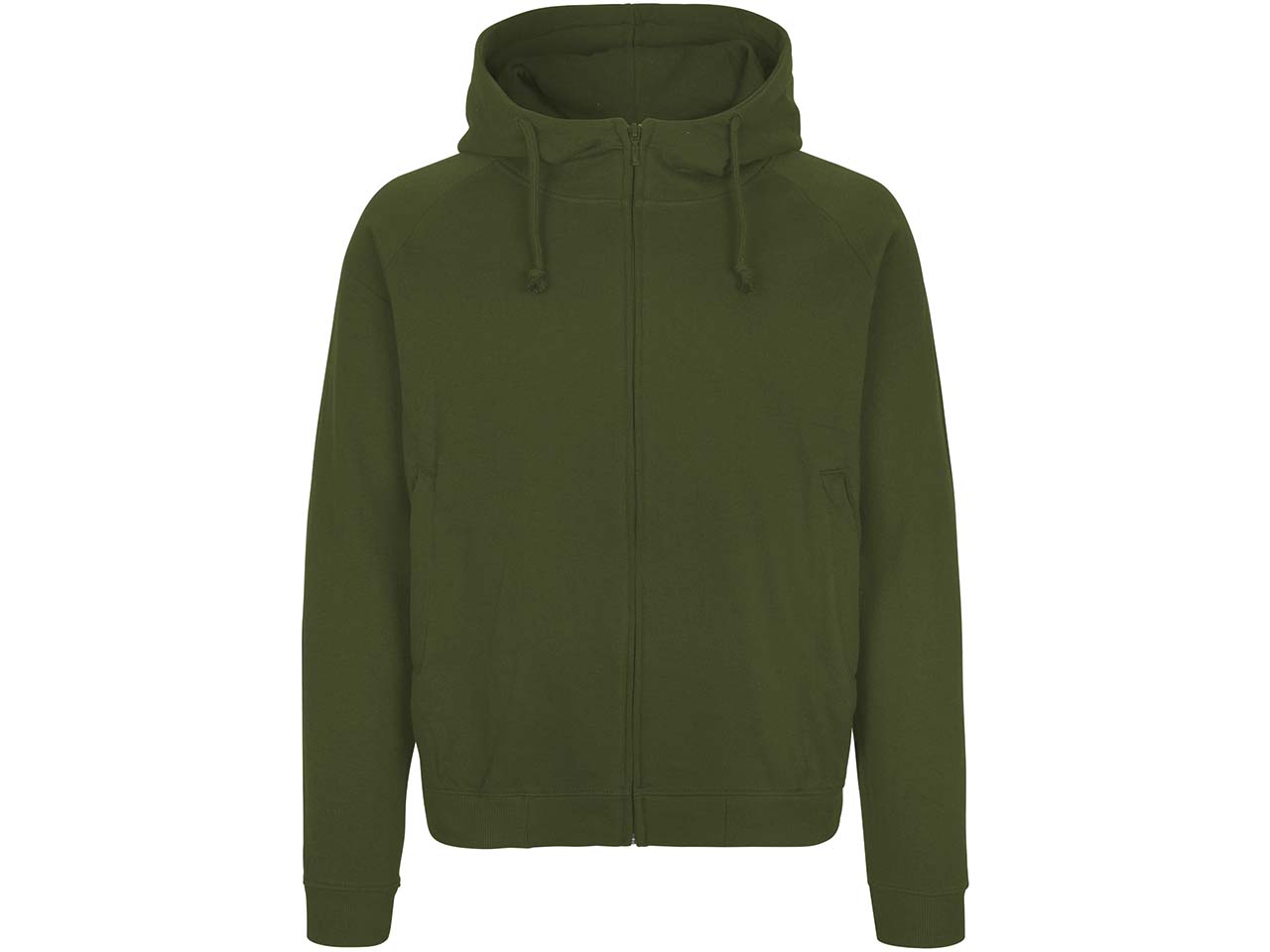 Neutral Bio-Unisex-Zip-Hoodie mit verstecktem Reißverschluss, military, Gr. M
