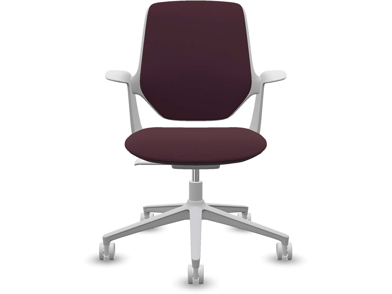 Profim Bürodrehstuhl „TRILLO PRO“ mit Armlehnen, weiß, Stoff: bordeaux