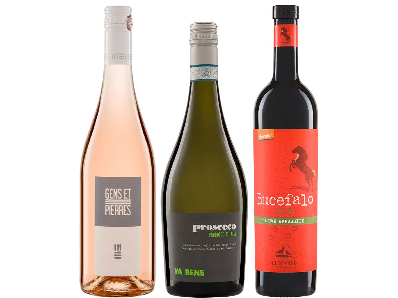 Bio-Weinpaket "Grillparty" 3er-Set mit Prosecco, Rotwein und Rosé, 3 x 0,75 l