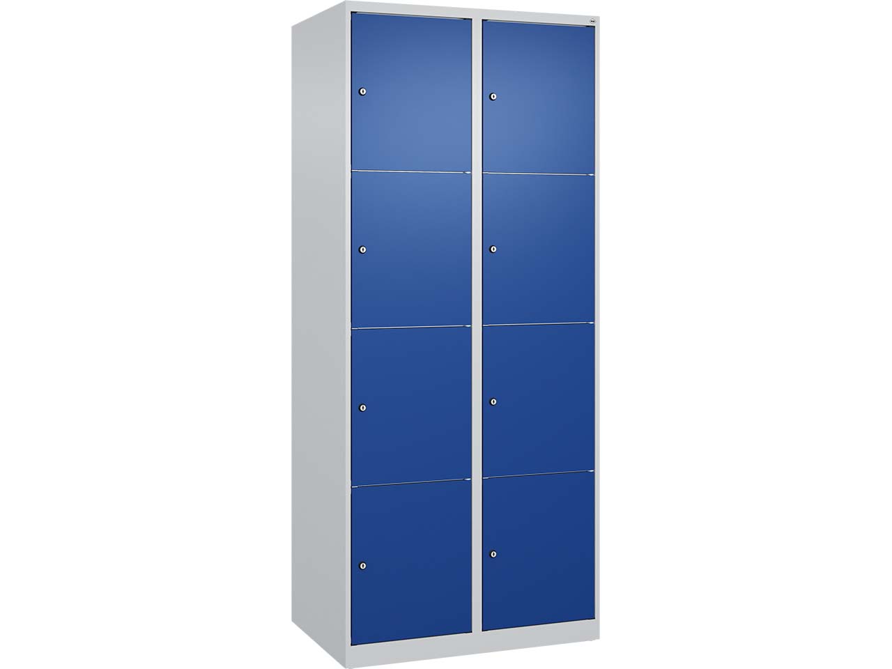 C+P Schließfachschrank Classic PLUS, 8 Fächer, 1850x800x500mm, Lichtgrau/Enzianblau