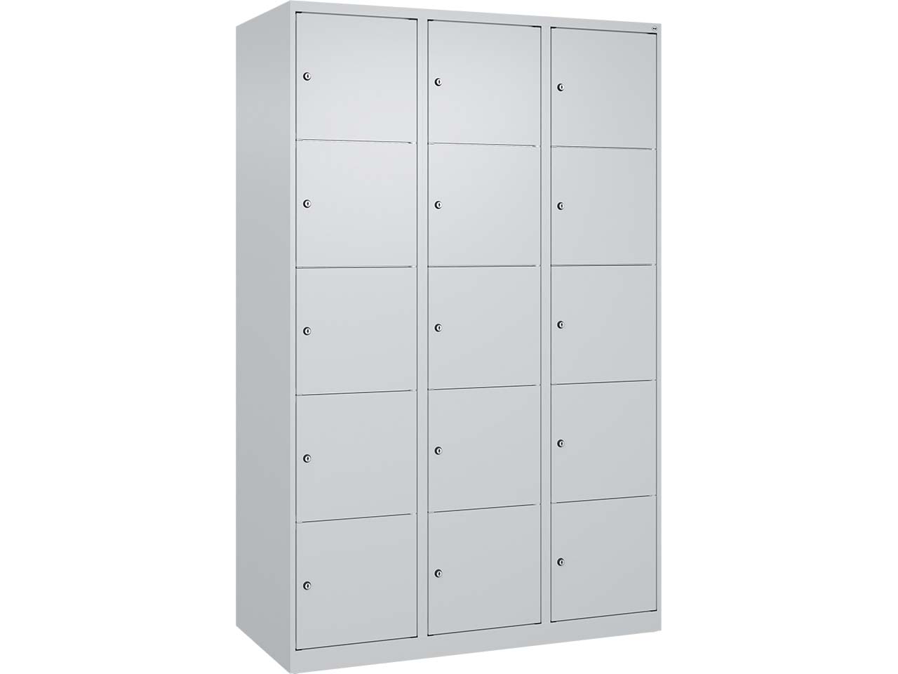 C+P Schließfachschrank Classic PLUS, 15 Fächer, 1850x1200x500mm, Lichtgrau/Lichtgrau