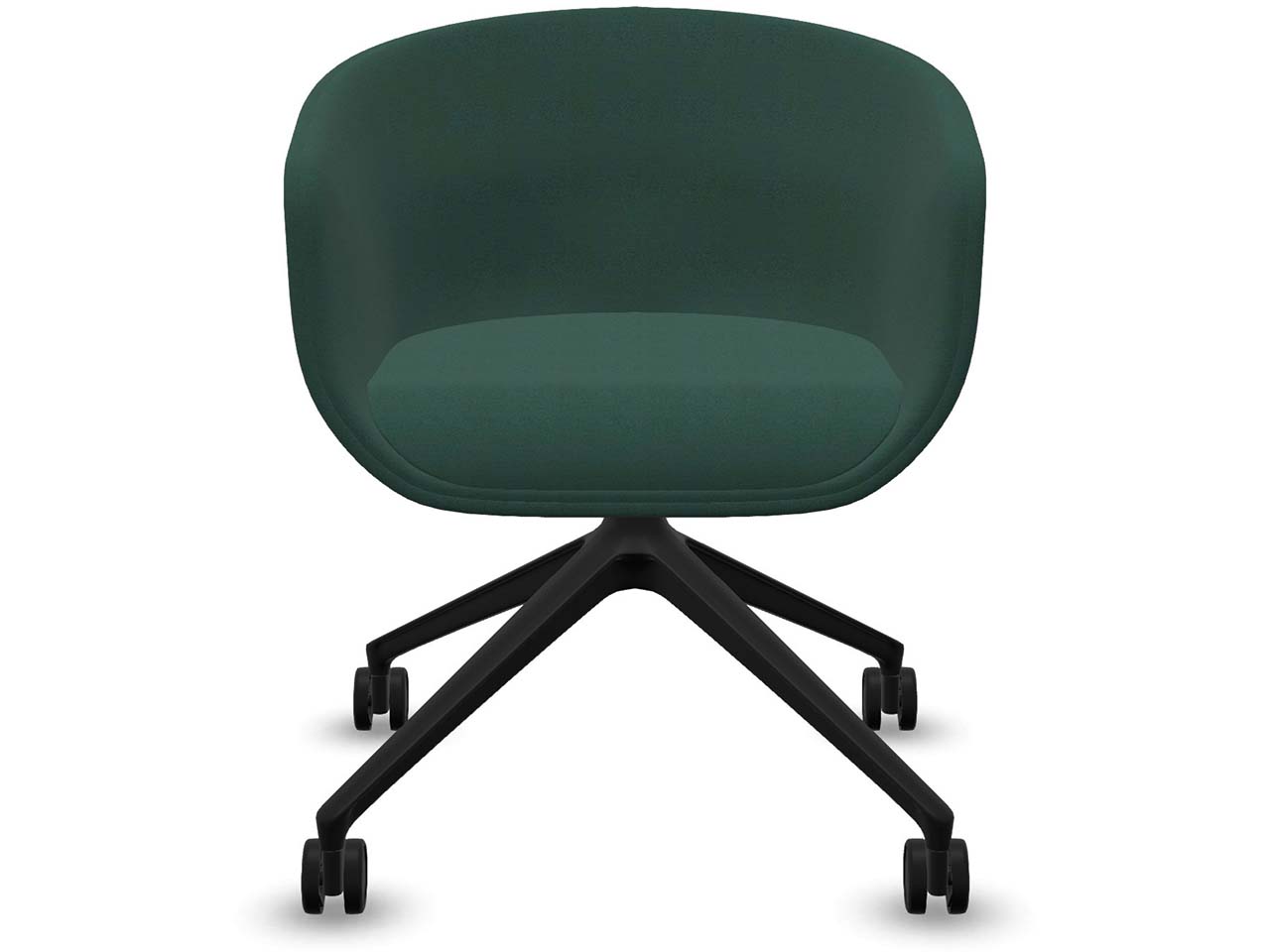 Profim Besucherstuhl "NU" mit Sternfußgestell auf Rollen, schwarz, Stoff: grün