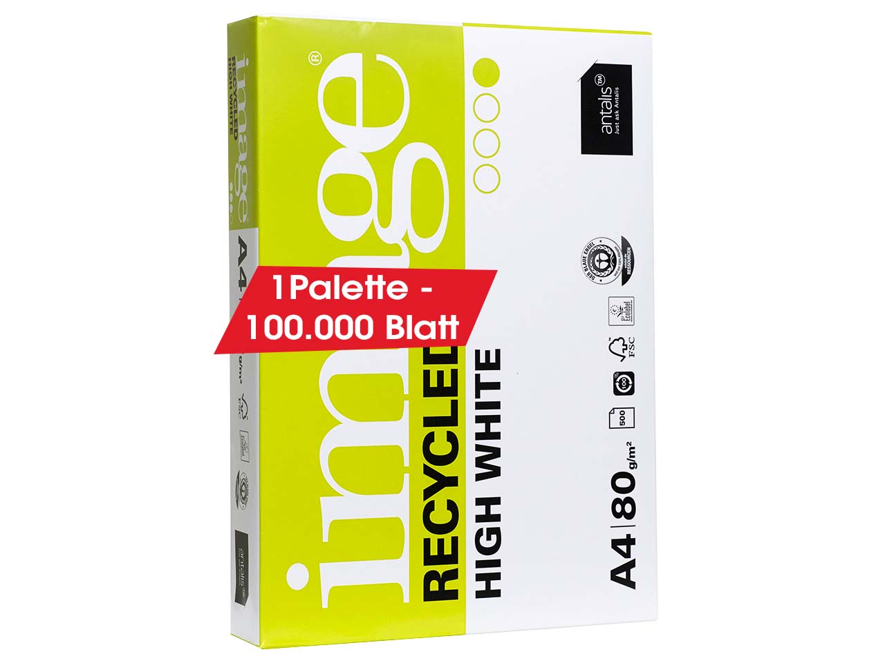 200 x 500 Blatt Recycling Kopierpapier "Image Recycled High White" DIN A4, 80 g/m²