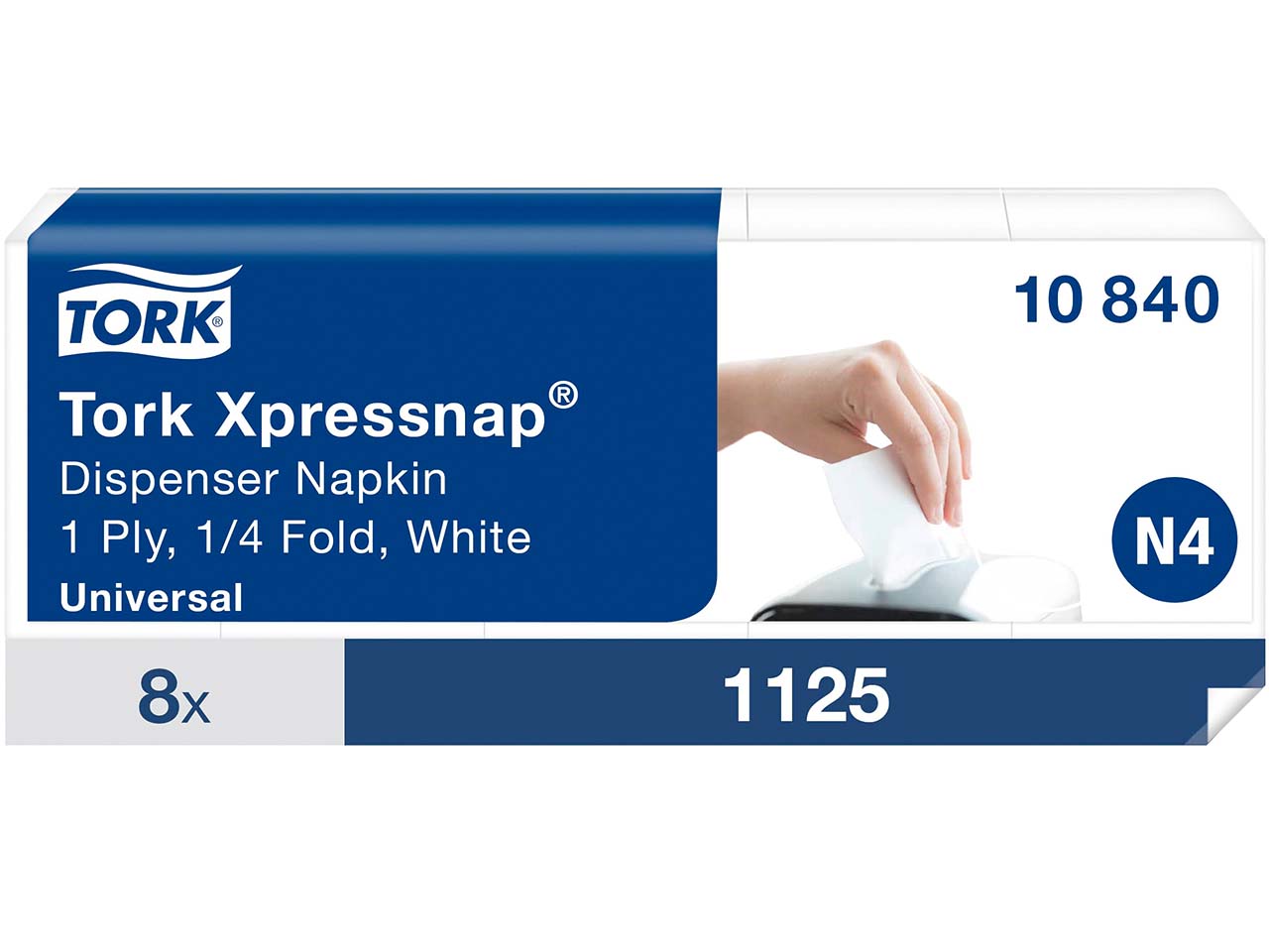Tork Xpressnap Servietten "Universal N4" 1-lagig, 1/4-Falzung, 8 x 1125 Blatt, weiß