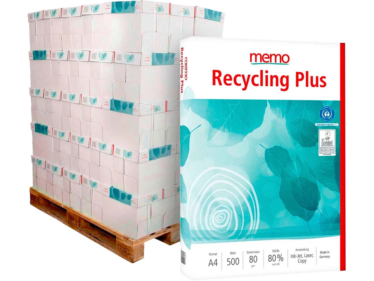 300 x 500 Blatt memo Multifunktionales Kopierpapier 'Recycling Plus' DIN A4, 80 g/m²