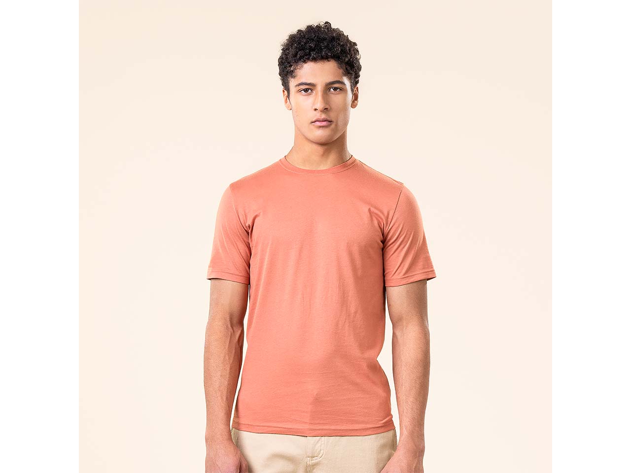 Living Crafts Bio-Herren-T-Shirt 'THERREL' mit Rundhalsausschnitt, flame, Gr. S