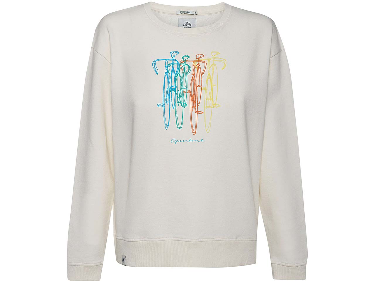 GREENBOMB Bio-Damen-Sweatshirt "Bike Four" mit Rundhalsausschnitt, creme white, Gr. L