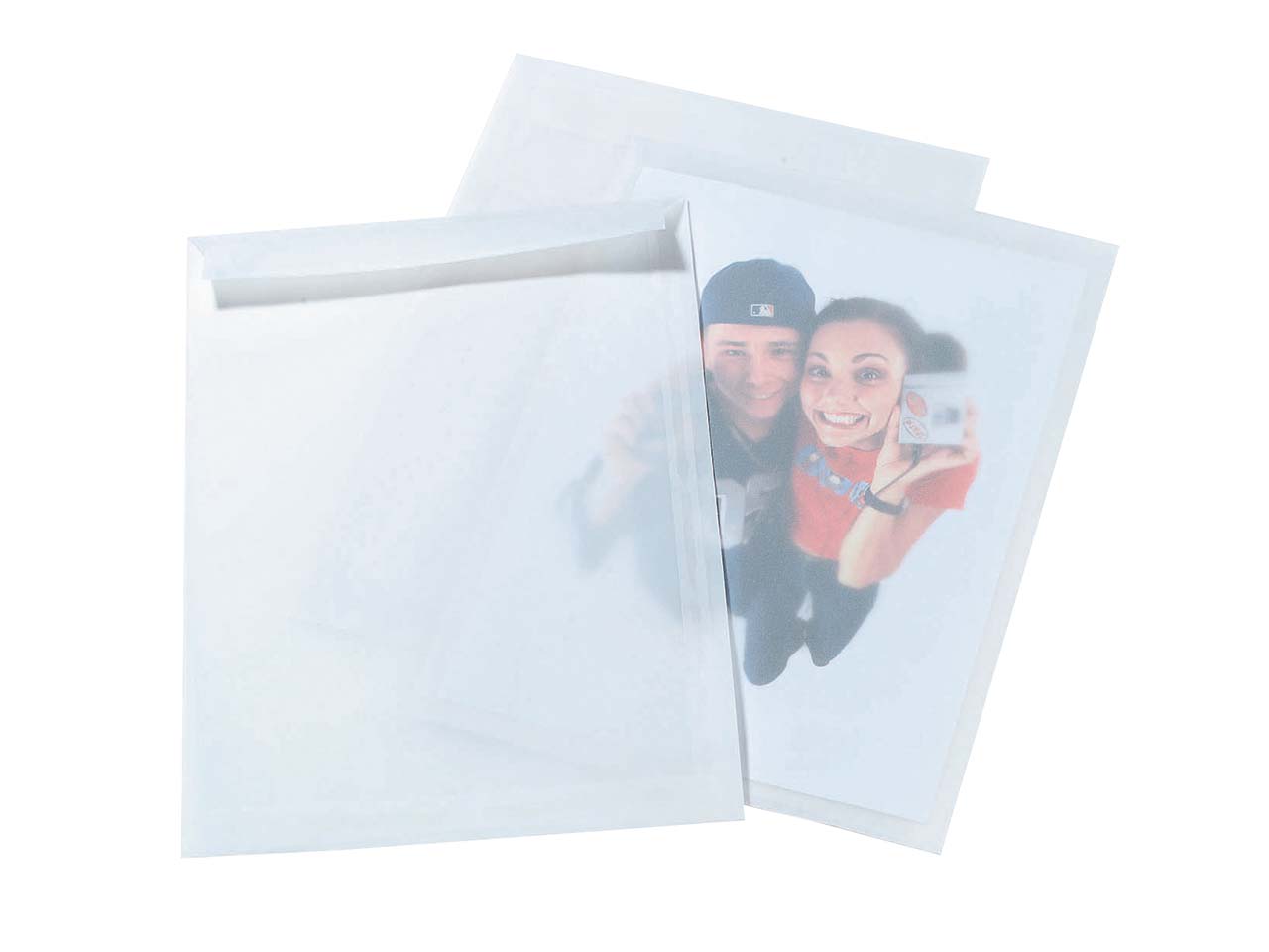 50 C4 Kuverts transparent weiß mit Haftklebung