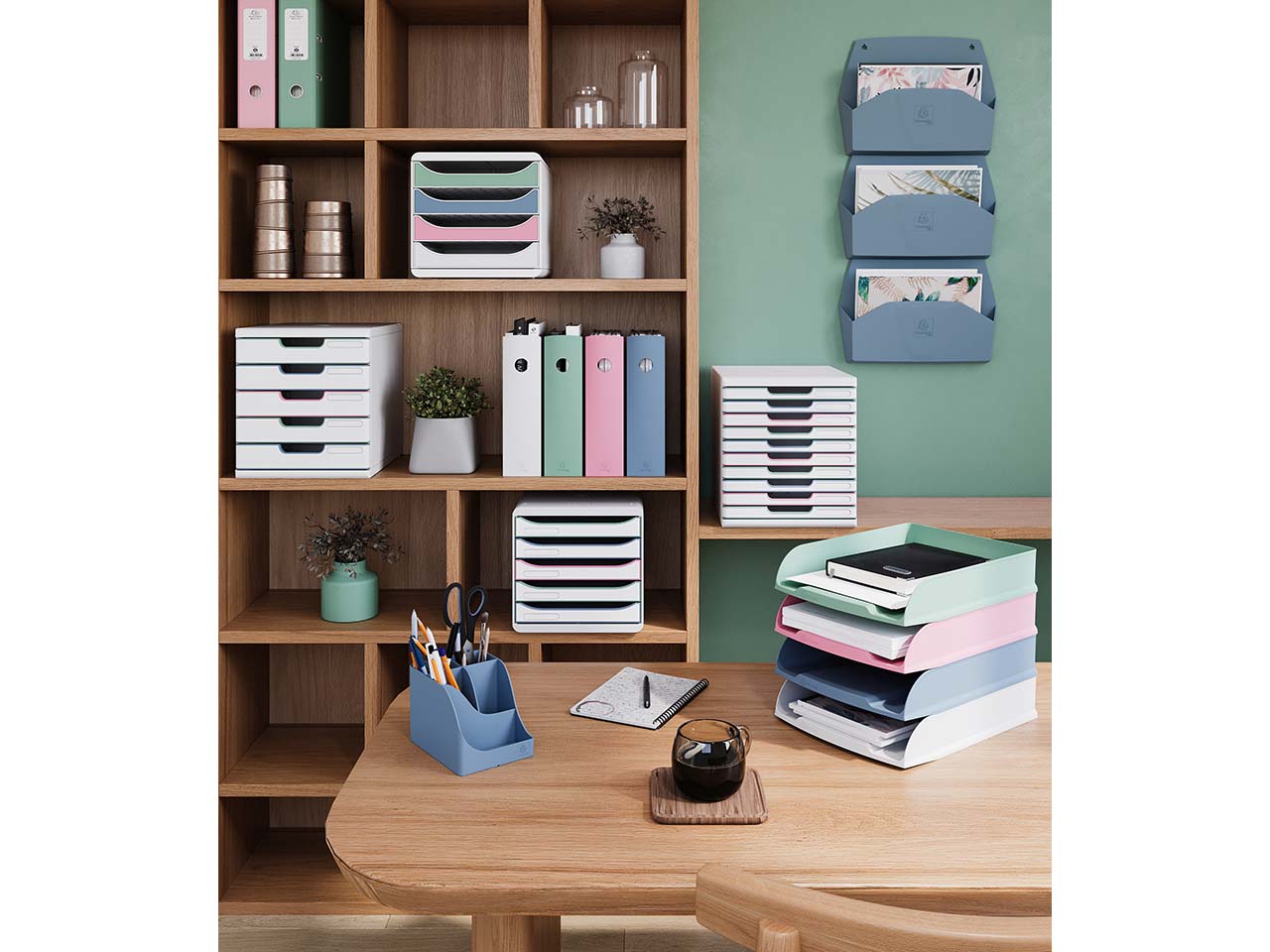 Exacompta Wandprospekthalter "AutentiK" horizontal, 1 Fach, 72 x 382 x 289 mm, blau-grau Exacompta Wandprospekthalter "AutentiK" horizontal, 1 Fach, 72 x 382 x 289 mm, blau-grau