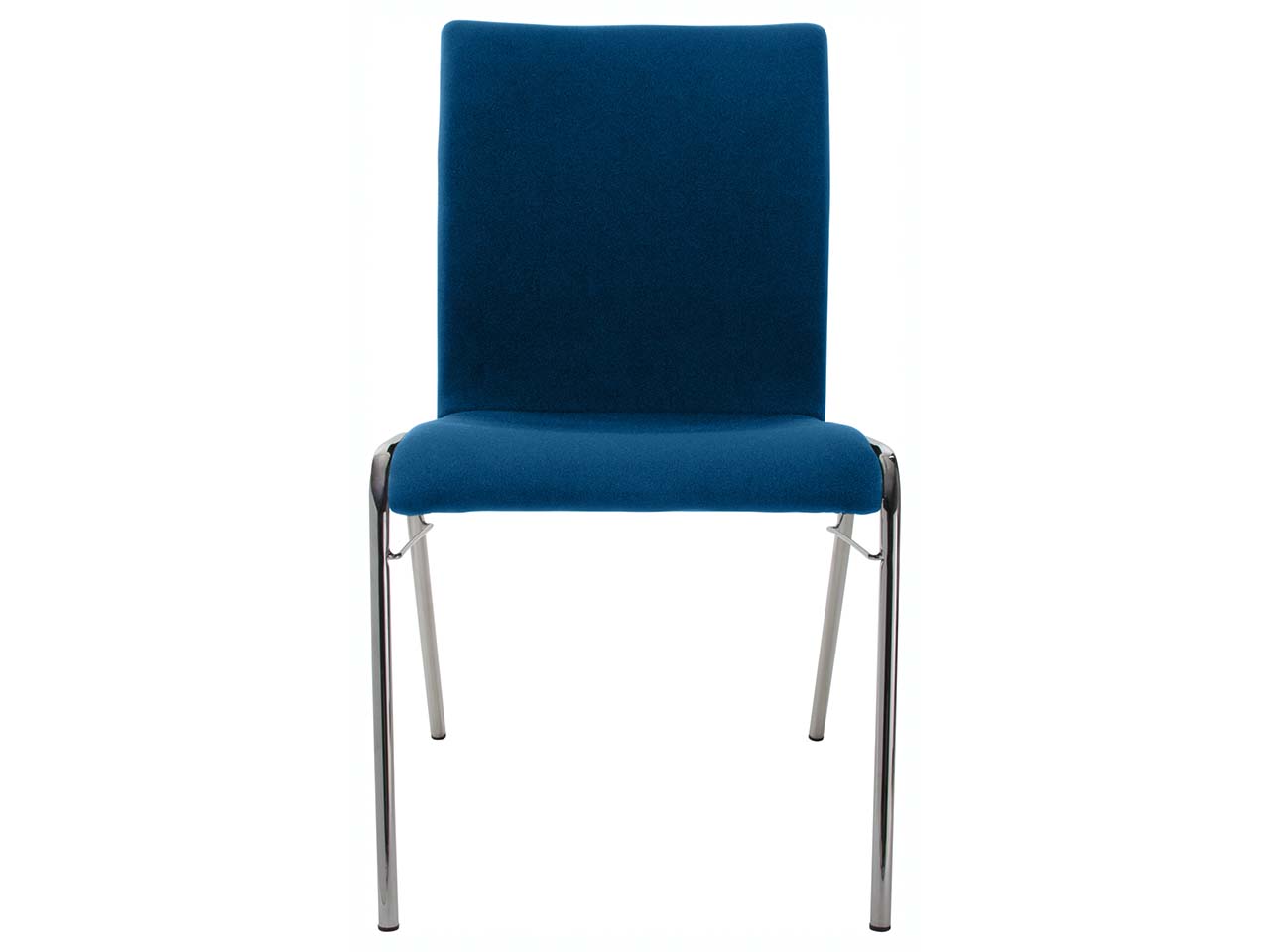 Besucherstuhl 'A45' Buche, Gestell verchromt, Steg, Vollpolster blau