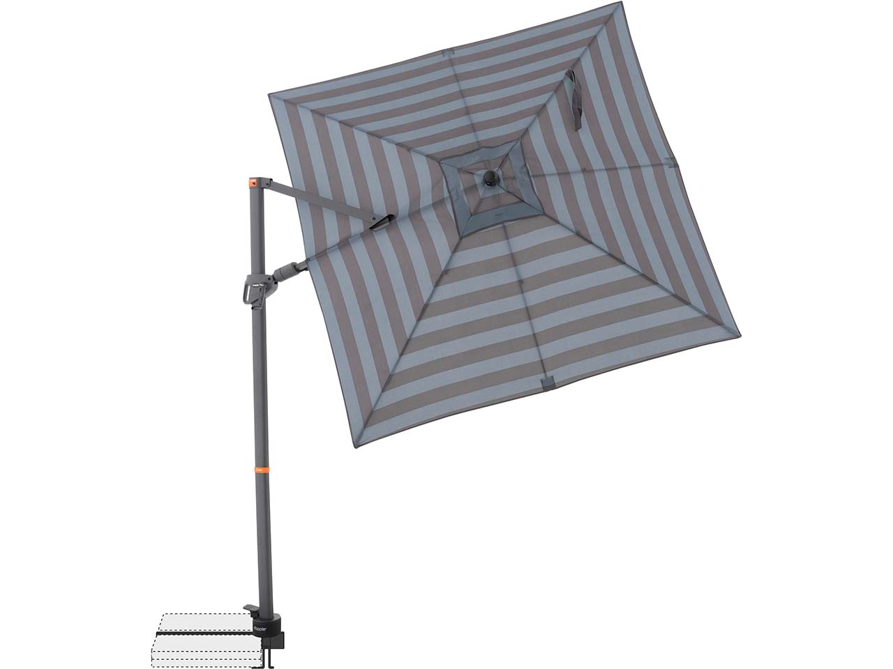 doppler Pendelschirm "myZone AX" 210 x 210 cm, Blockstreifen anthrazit