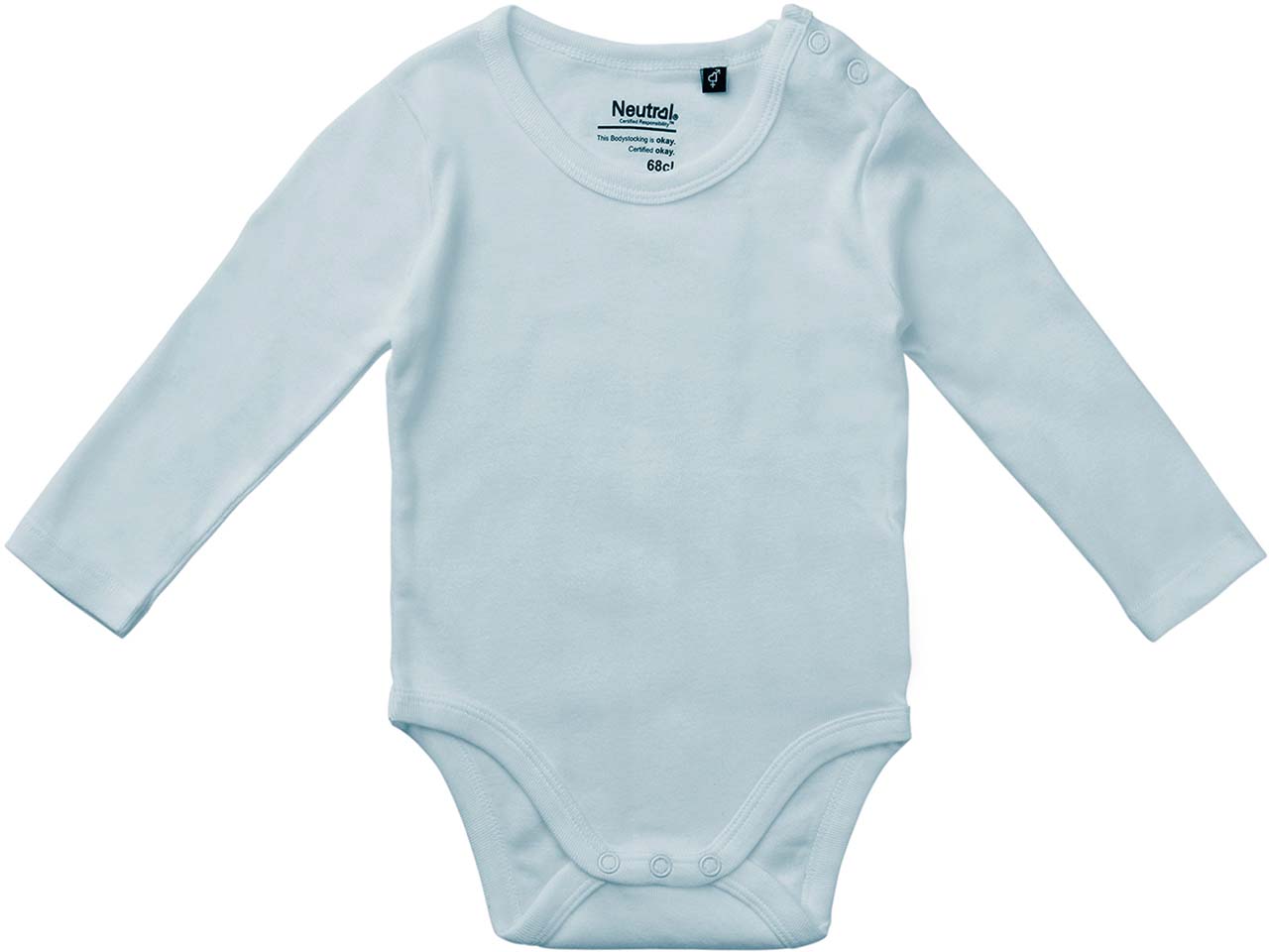 Neutral Bio-Baby-Langarmbody mit Metalldruckknöpfen an der Schulter, light blue, Gr. 68