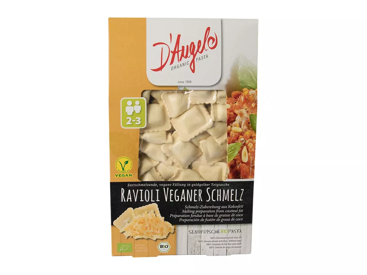 D`Angelo Bio-Ravioli mit veganer Käse-Füllung, 250 g