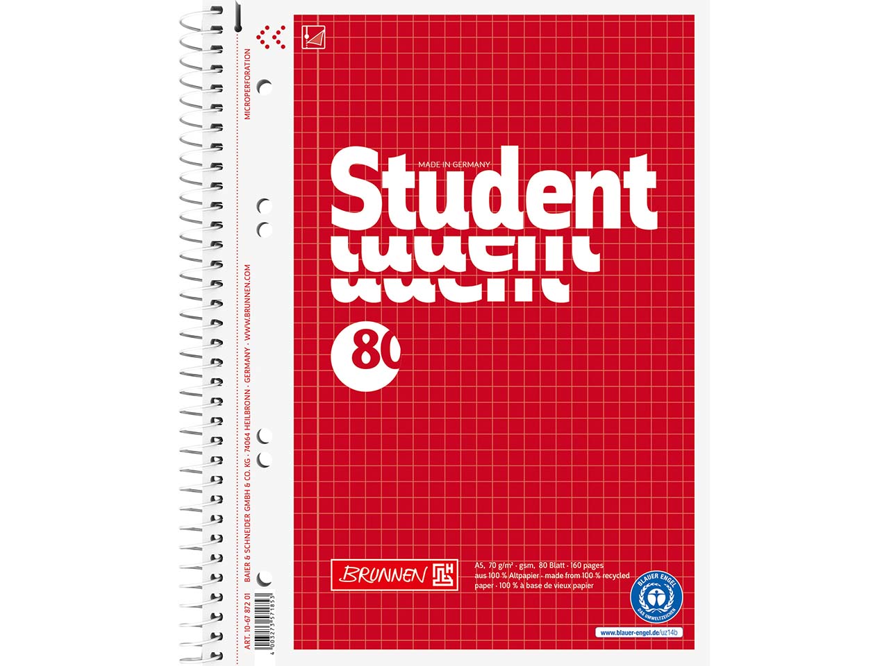 BRUNNEN Collegeblock DIN A5, Lineatur 28, 80 Blatt