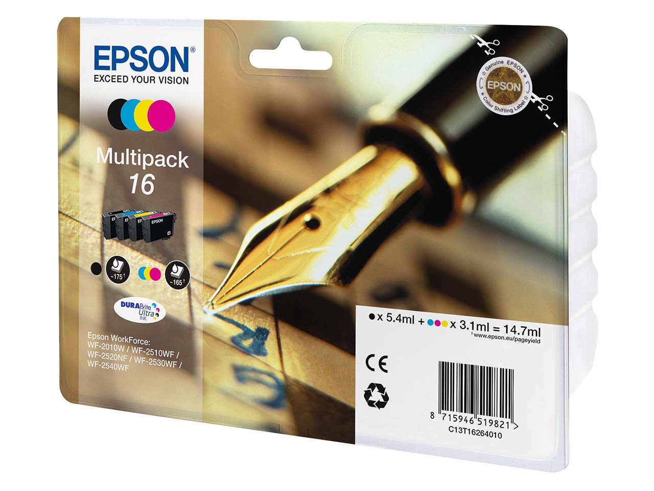 Epson Tintenpatronen T1626/ 16 schwarz, cyan, magenta, gelb, 4er-Set