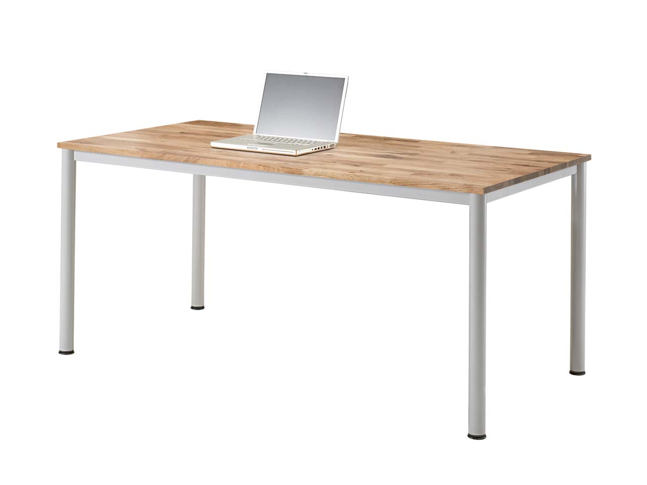 Schreibtisch "CONTACT Base" höheneinstellbar, 160 x 80 cm, silber, Eiche geölt