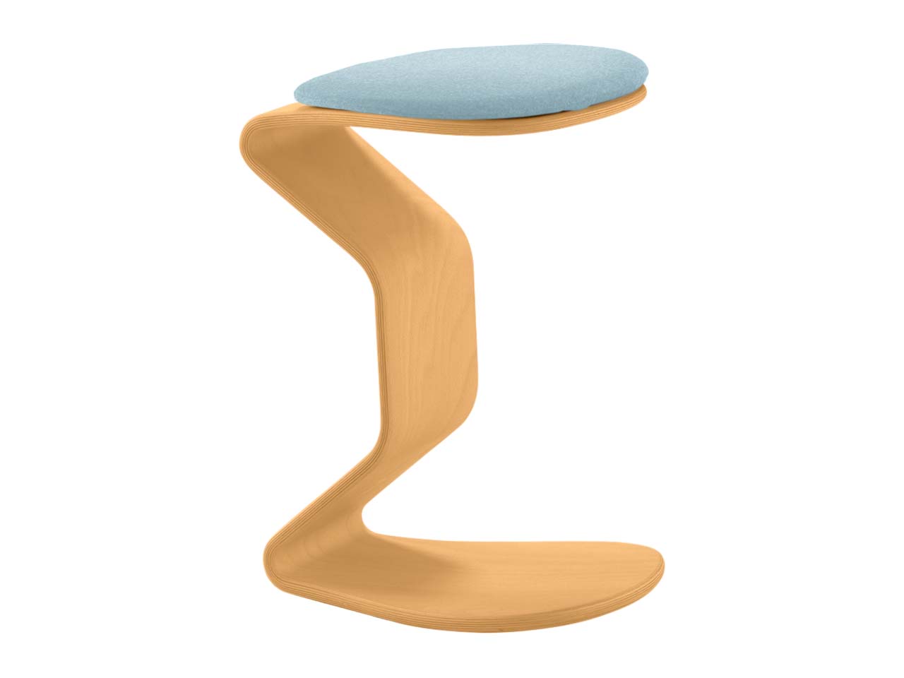 Bewegungshocker "Ercolino medium" mit flachem Sitz, Buche, blau