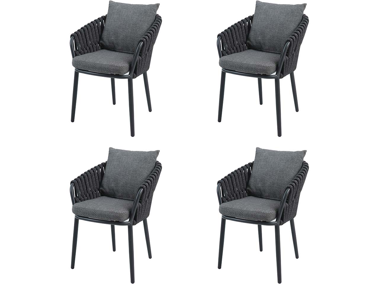 4er-Set Gartensessel "Torino" Gestell: Aluminium, Bezug: Olefin, Polyester, anthrazit