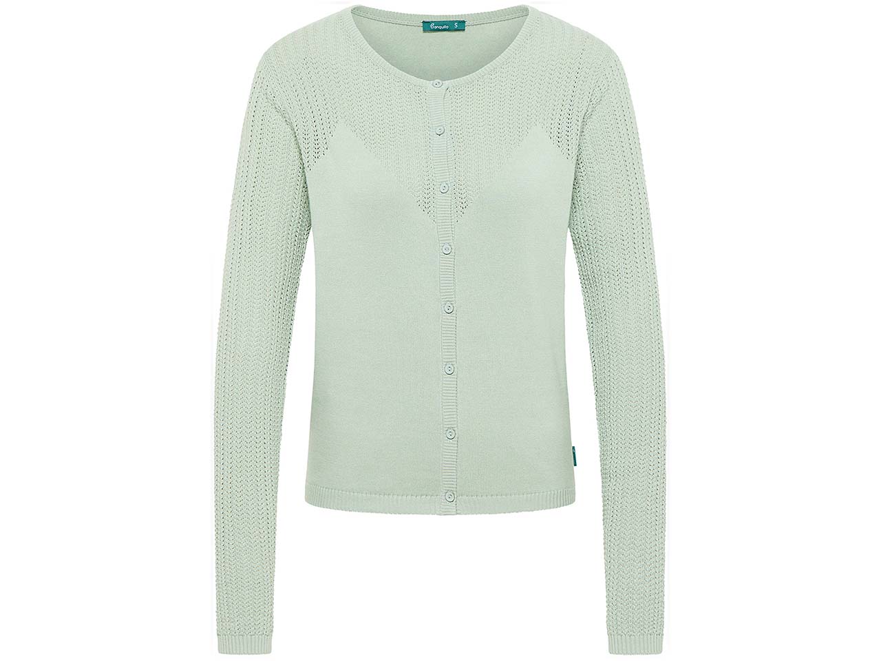 tranquillo Bio-Damen-Strickjacke mit Lochmusterstrick, surf, Gr. L