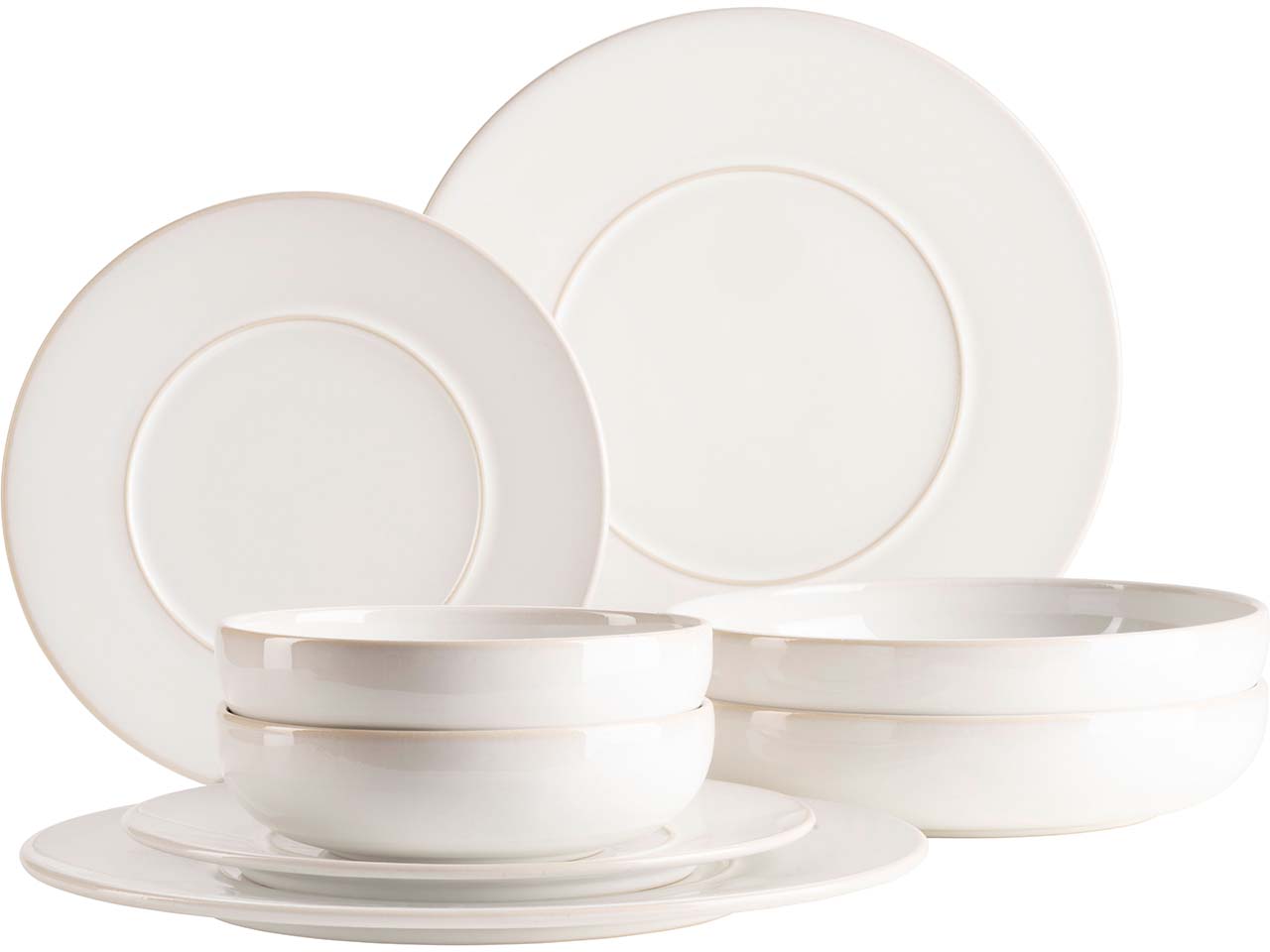 Mäser Kombiservice 8-tlg. "Unico" Steinzeug, weiß