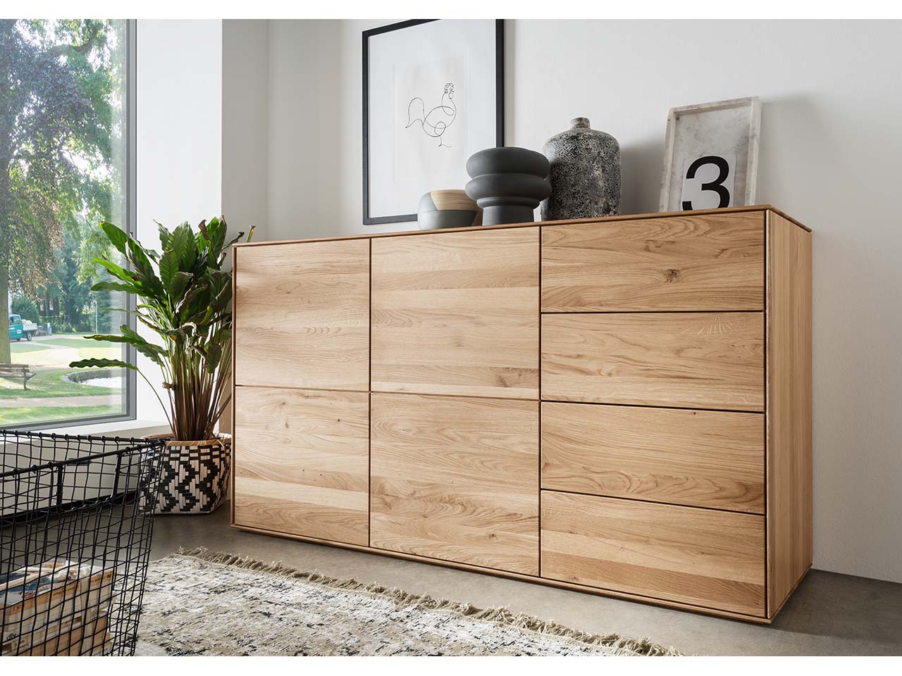 Forestales Kommode "Maryland VI" 2 Türen, 4 Schubladen, Eiche