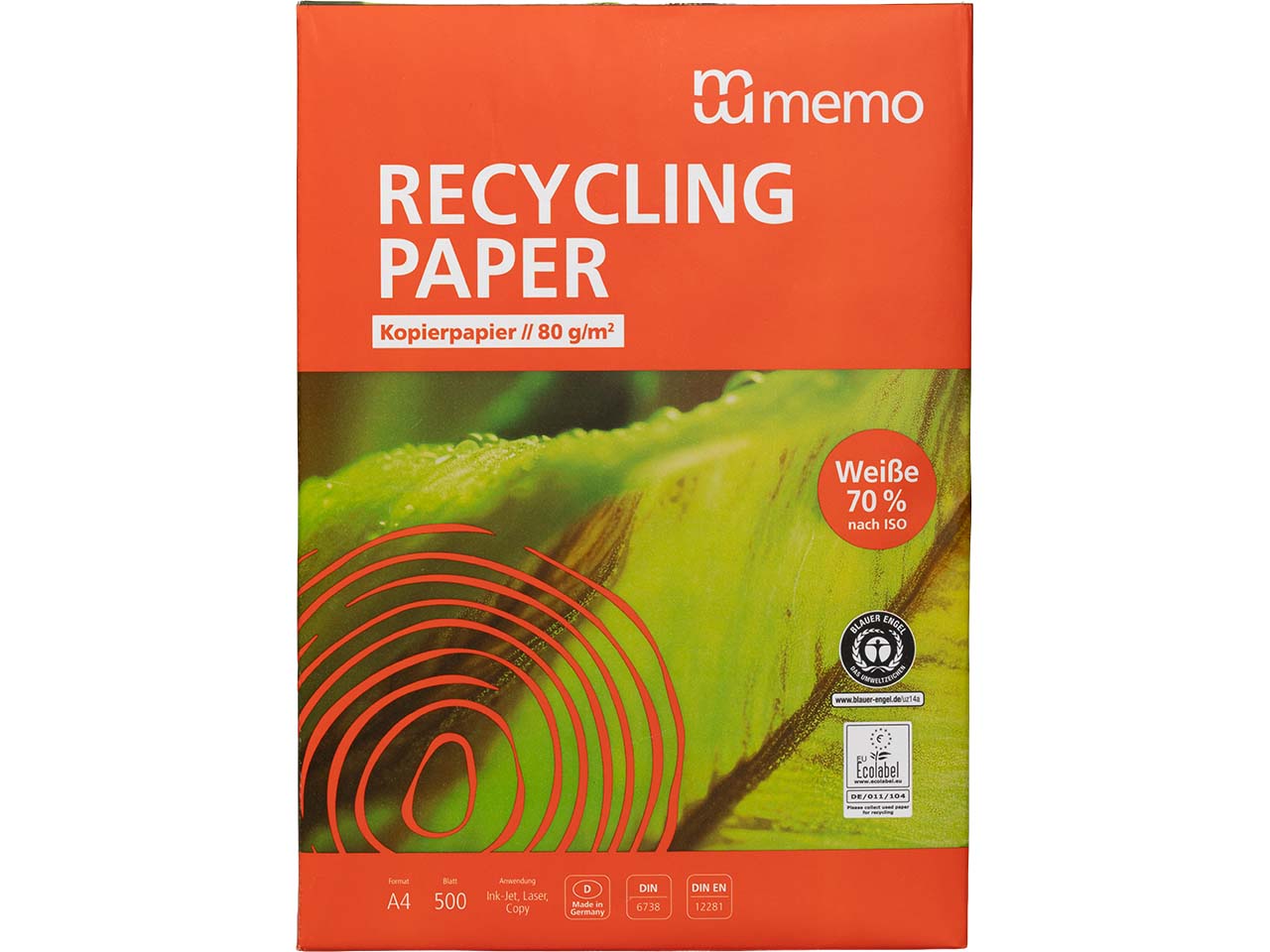 500 Blatt Recycling-Kopierpapier 'memoPRINT' DIN A4, 80 g/m²