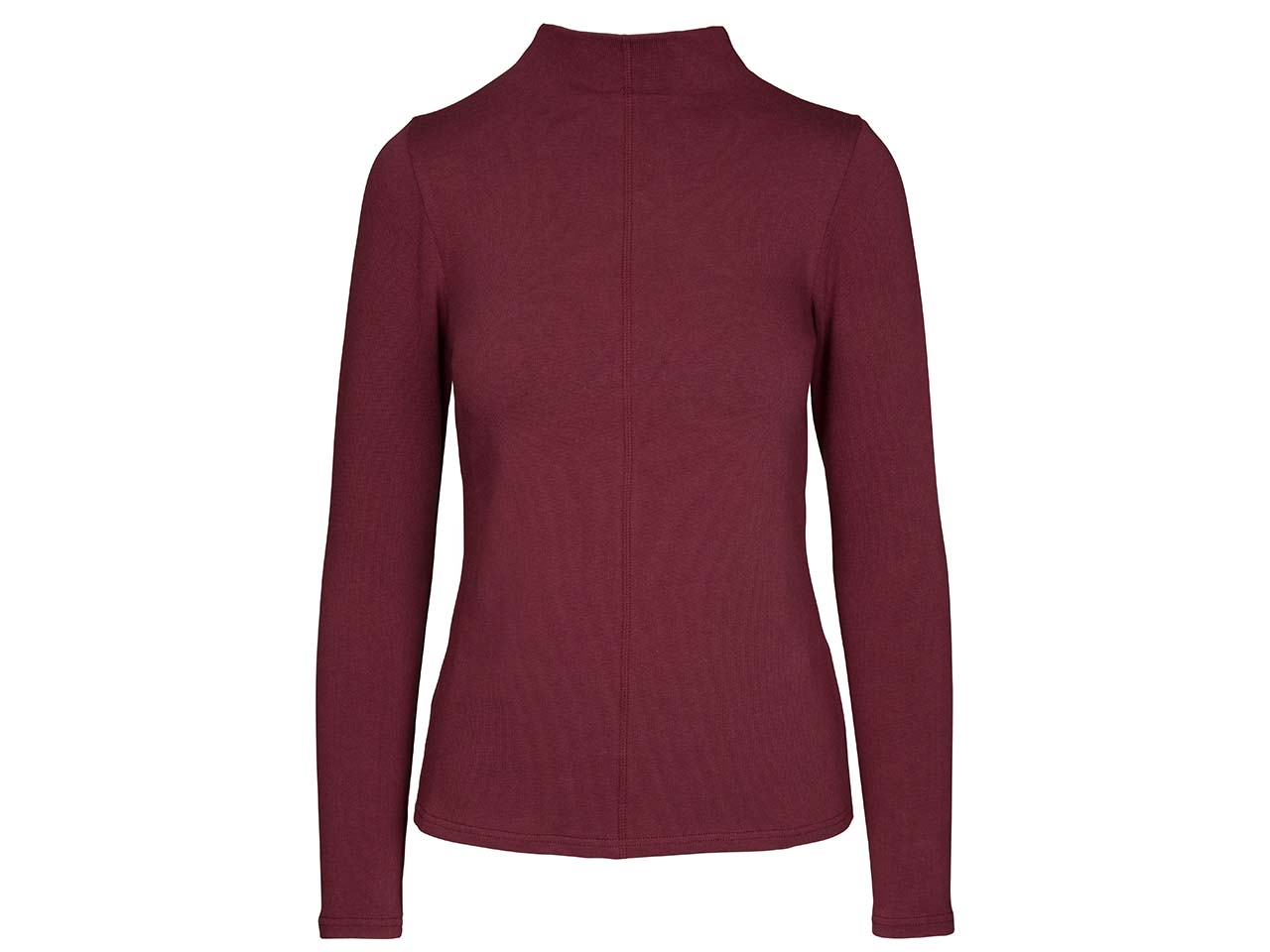 ORGANICATION Damen-Langarmshirt mit Stehkragen, syrah red, Gr. S