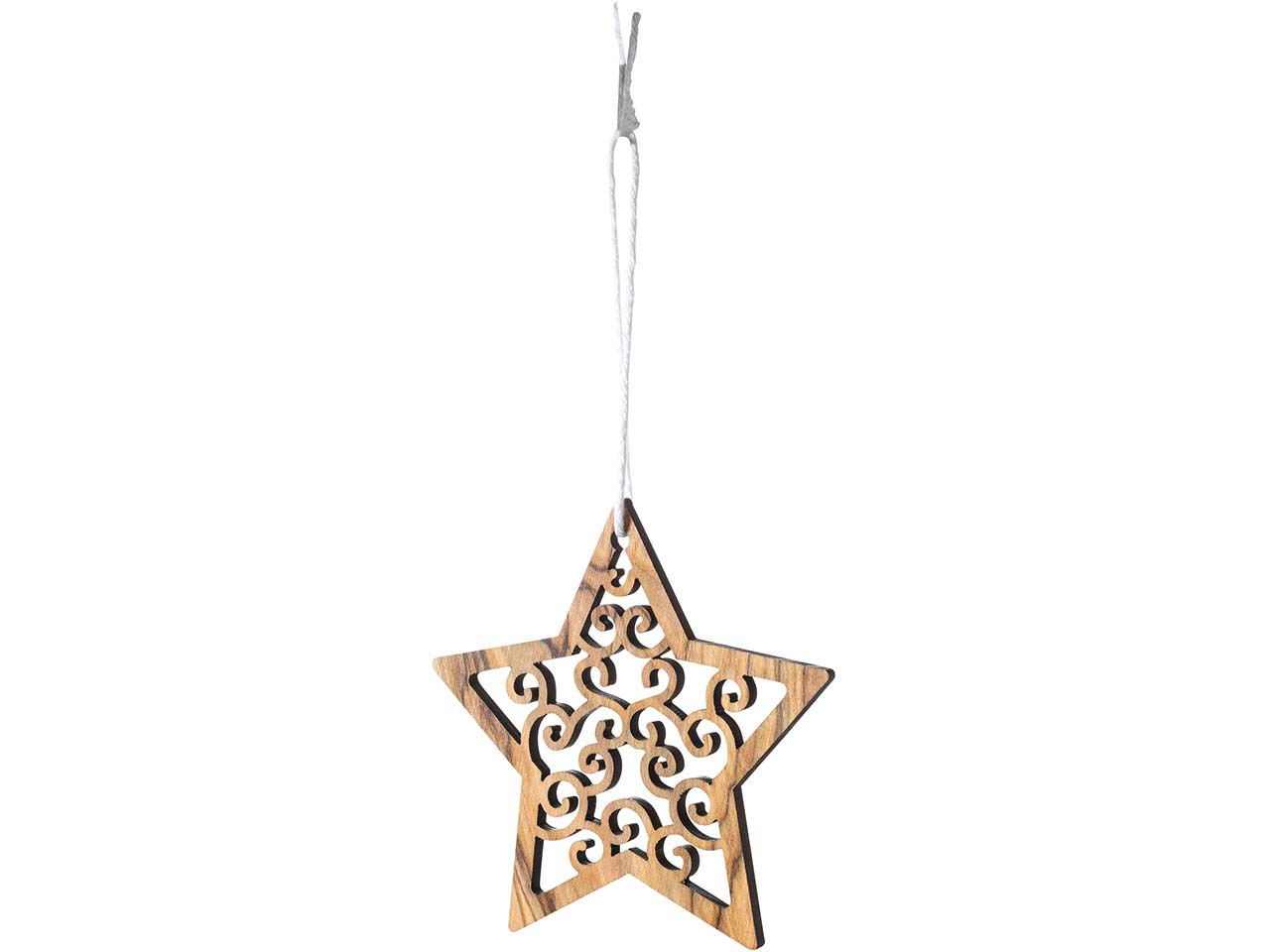Weltpartner Dekoanhänger "Stern" mit ausgesägtem Muster, aus Olivenholz