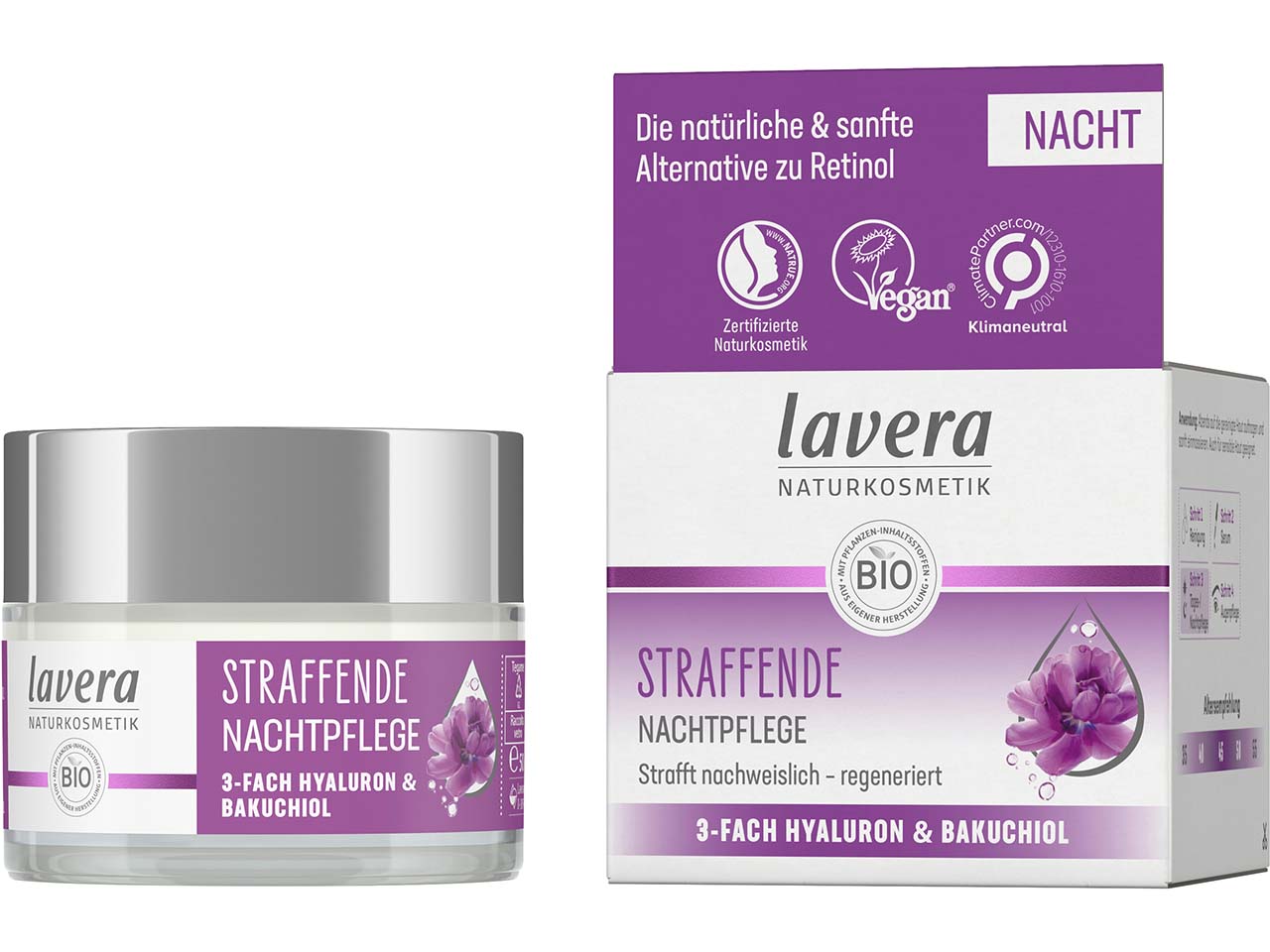 lavera Bio-Straffende-Nachtcreme mit 3-fach Hyaluron, 50 ml
