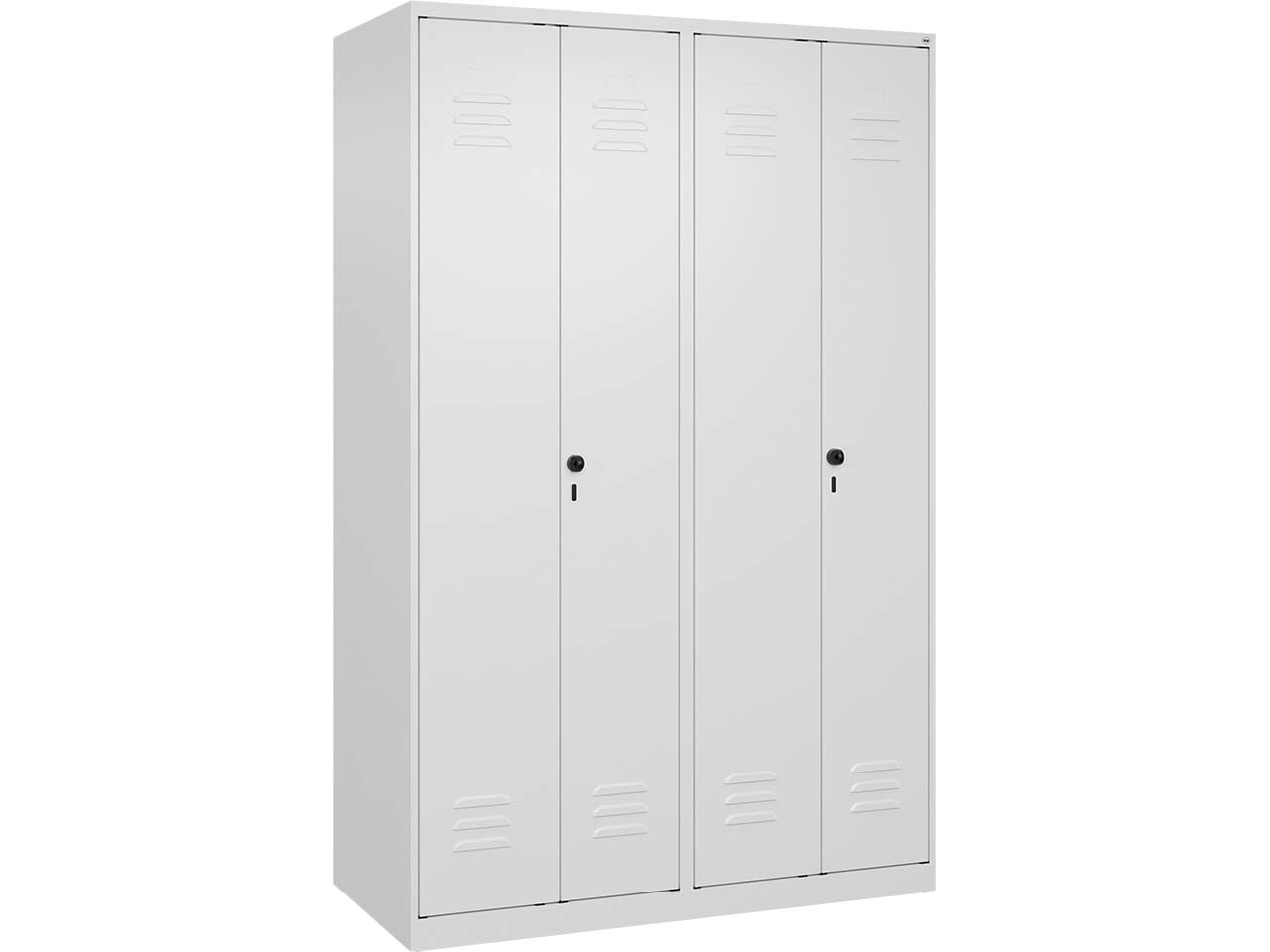 C+P Schwarz-Weiß-Spind Classic PLUS, 4 Abteile, 1850x1200x500mm, Verkehrsweiß/Verkehrsweiß