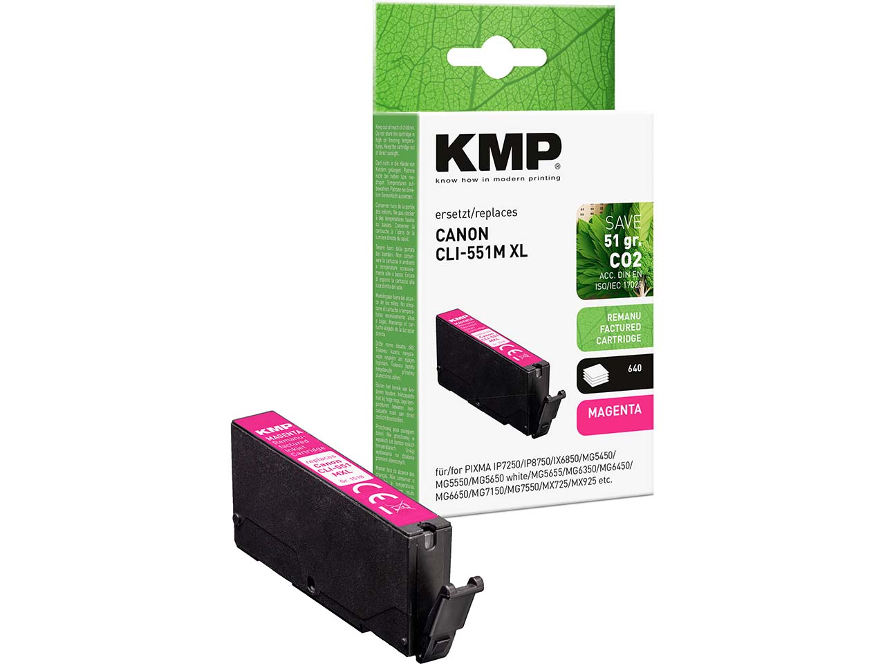 KMP Tintenpatrone ersetzt Canon CLI-551M XL magenta