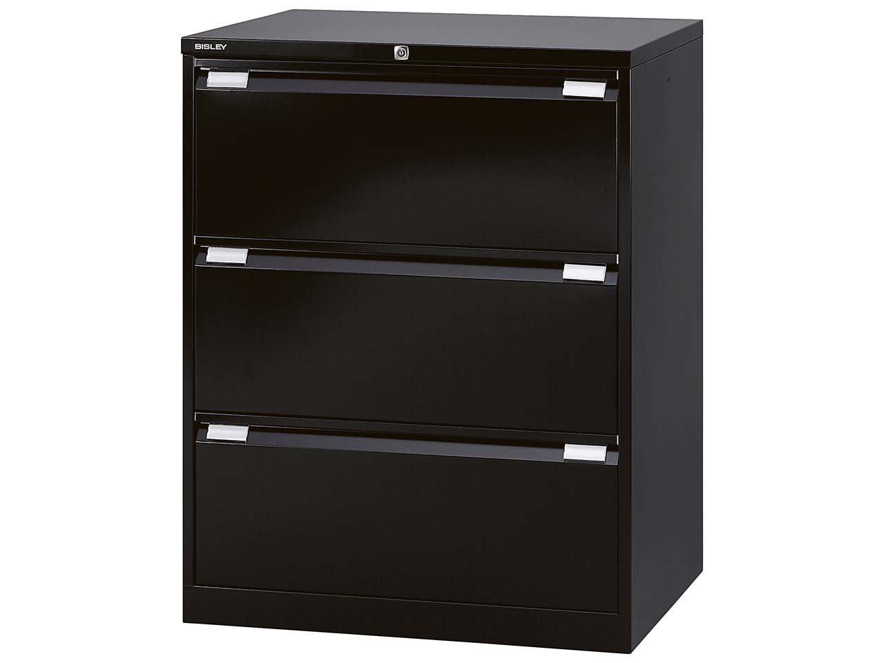 Bisley Registraturschrank schwarz 3 Schubladen 2-bahnig RAL 9005