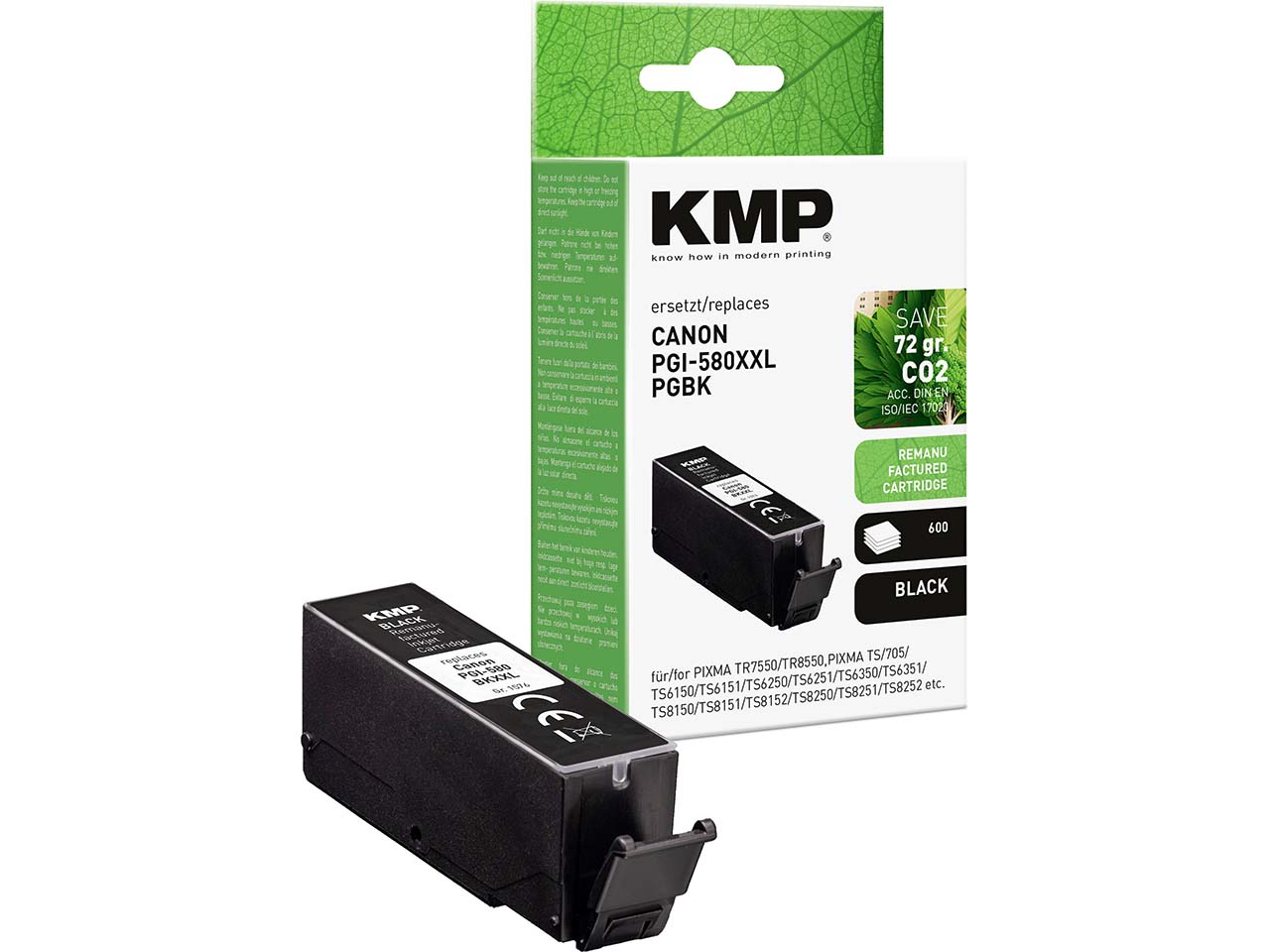 KMP Tintenpatrone ersetzt Canon PGI-580PGBK XXL schwarz