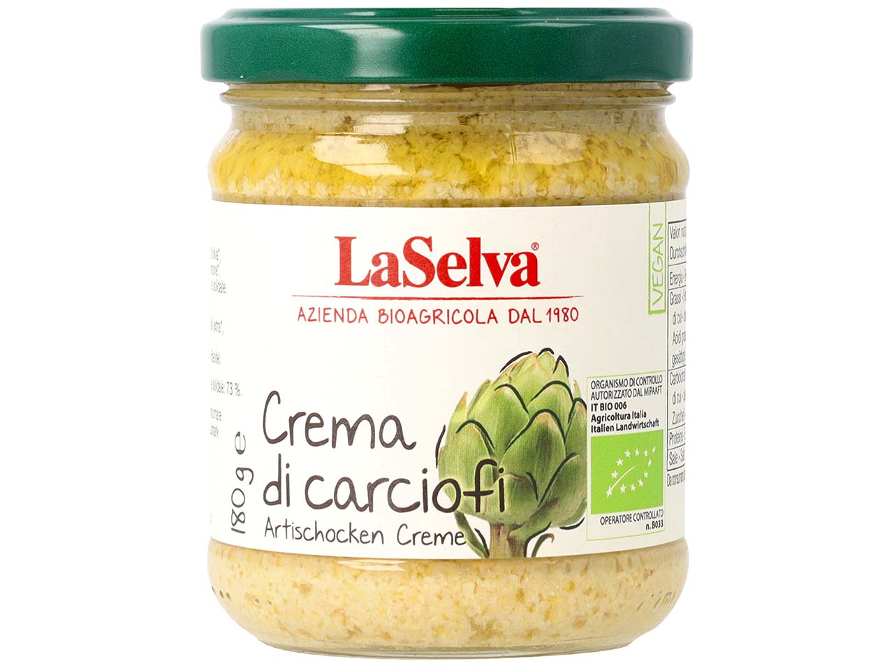 LaSelva Bio-Brotaufstrich Artischockencreme, 180 g