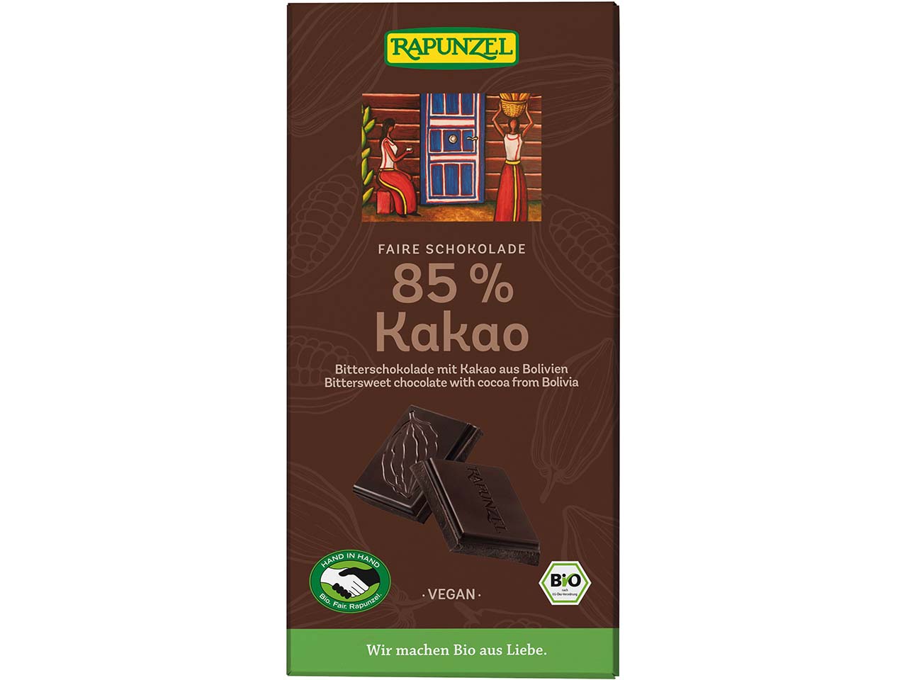 RAPUNZEL Bio-Bitterschokolade 85 % Kakao, 80 g