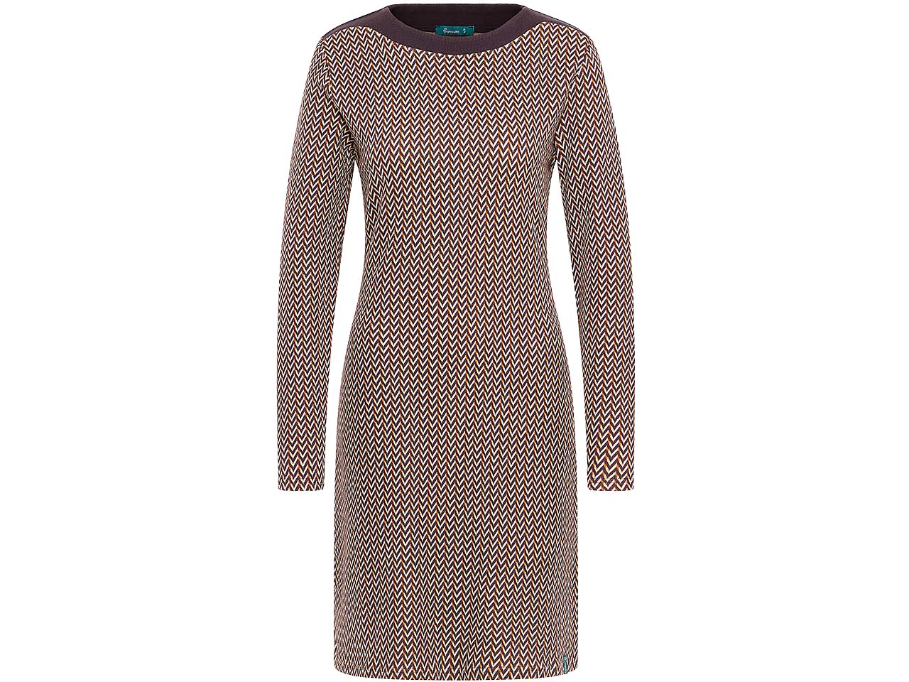 tranquillo Bio-Damen-Midi-Kleid mit abgesetztem Ausschnitt, retro, Gr. M