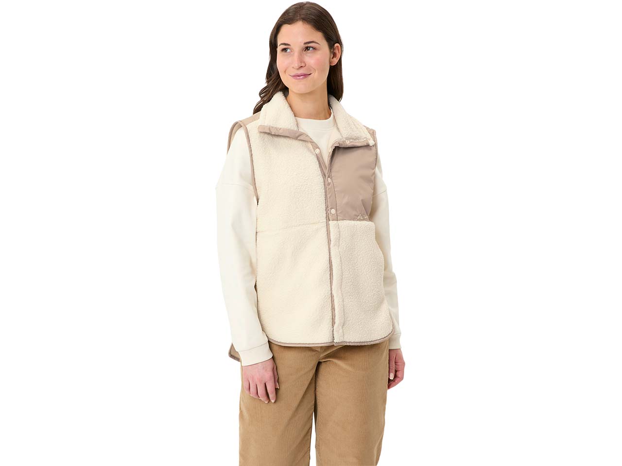 VAUDE Damen-Fleece-Weste 'Najun' mit seitlichen Schlitzen, ecru, Gr. 36