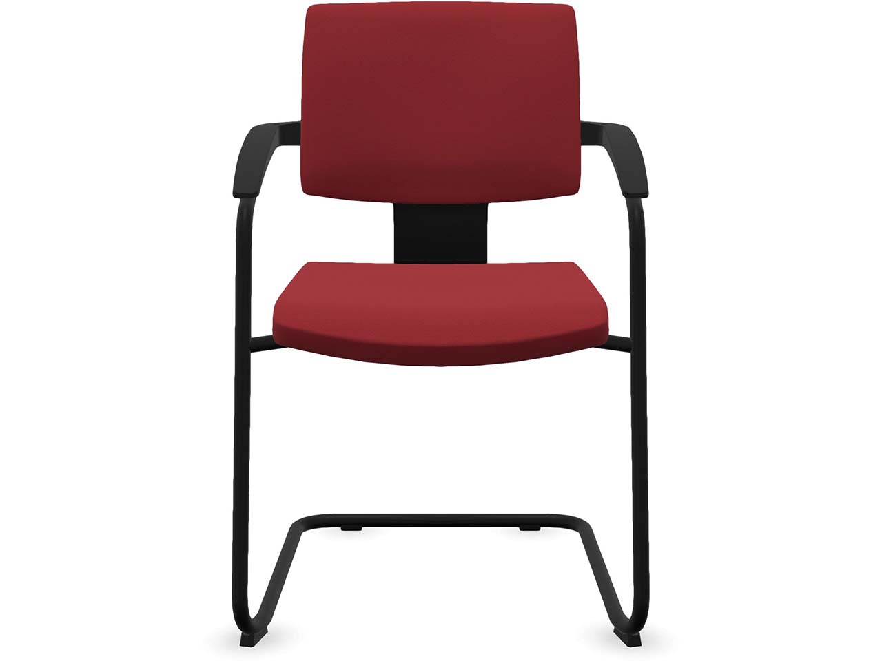 Profim Freischwinger "XENON" mit Armlehnen, stapelbar, schwarz, Stoff: rot