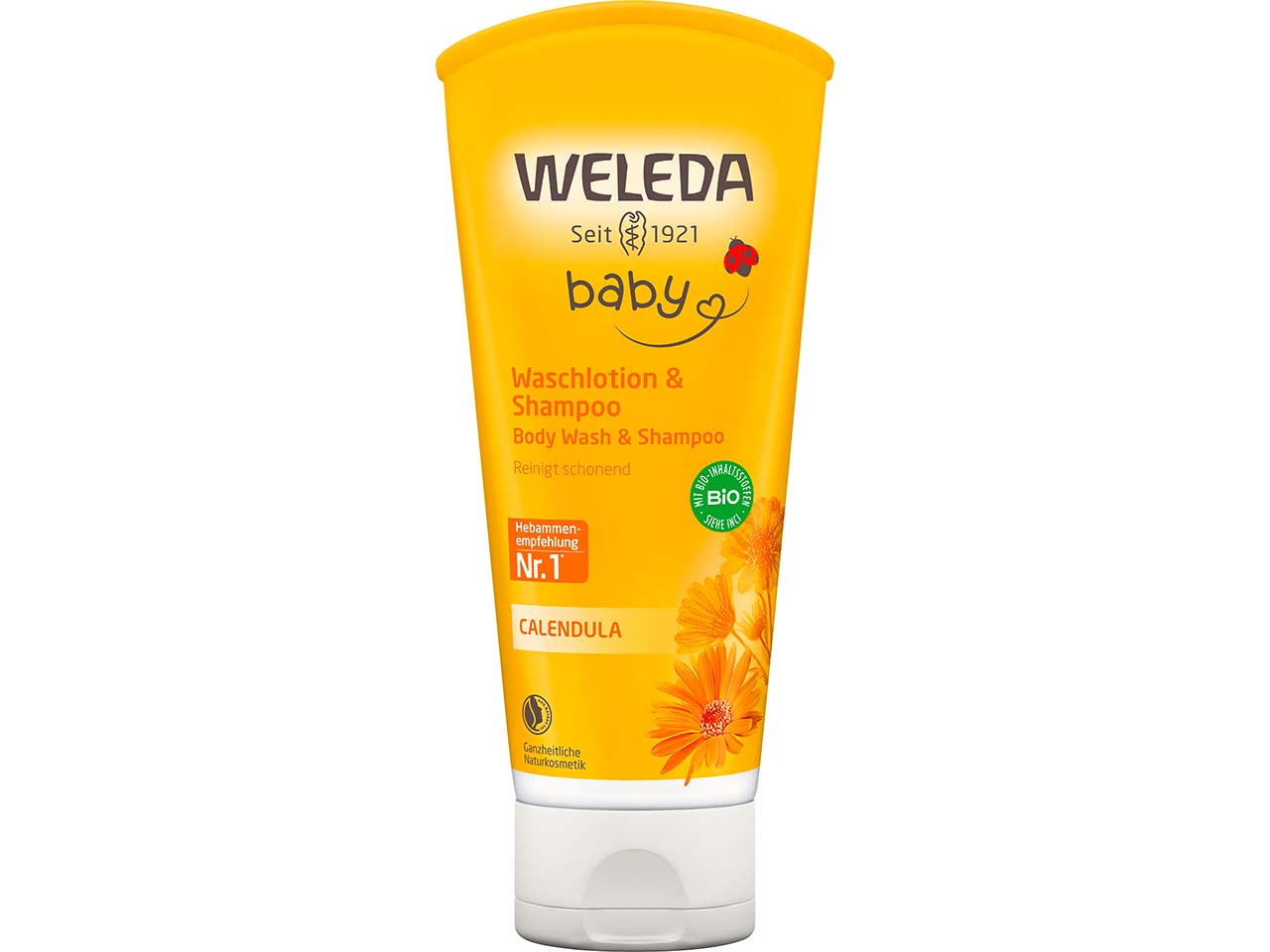 WELEDA Bio-Baby-Waschlotion und Shampoo mit Calendula, 200 ml