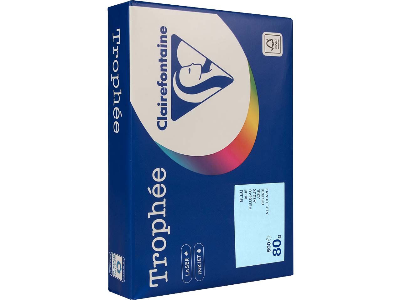 Clairfontaine Farbiges Kopierpapier "Trophee" 80 g/m², DIN A4, hellblau
