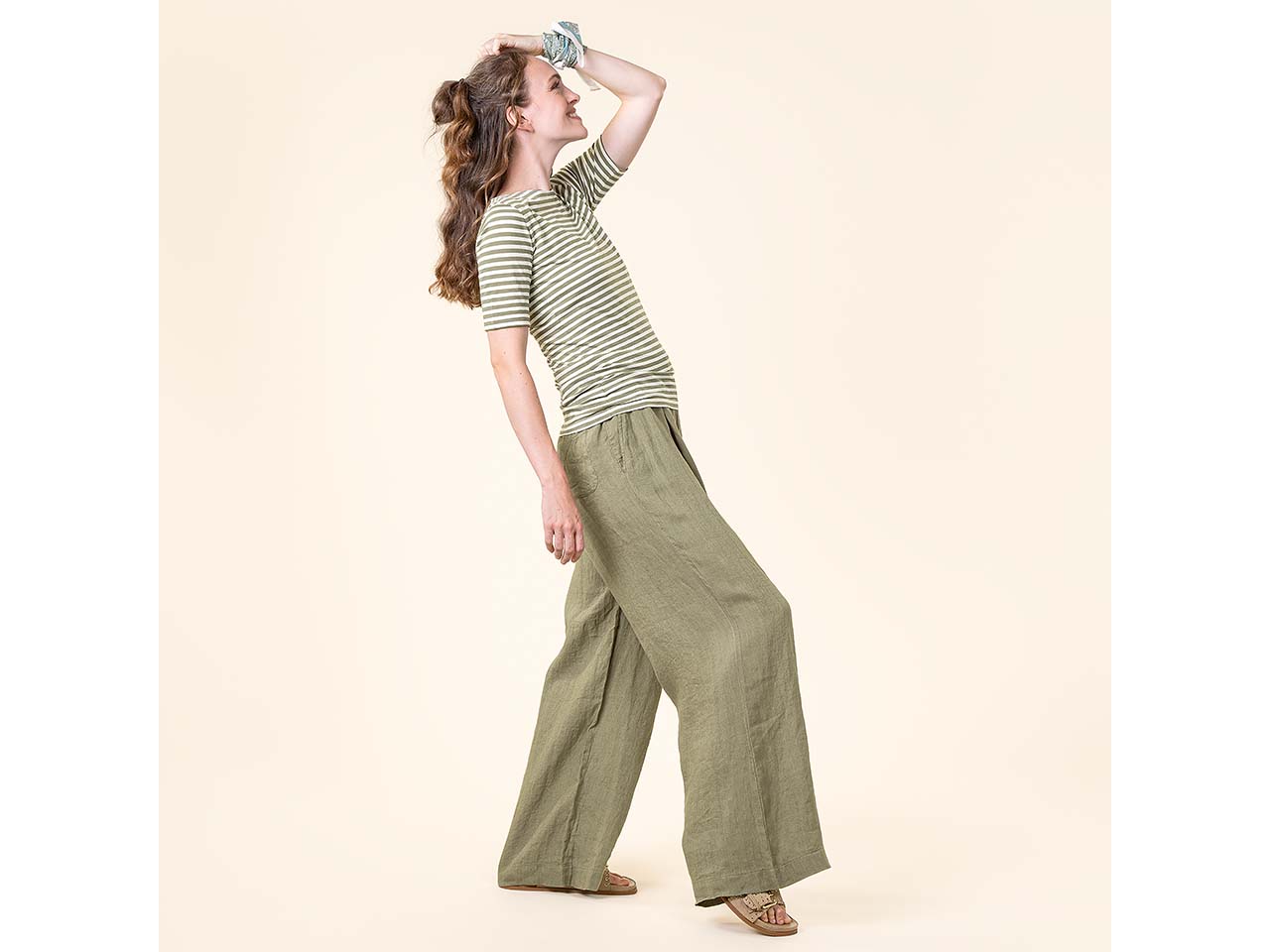Living Crafts Damen-Hose "TOINI" mit flexiblem Bund, sage, Gr. 36