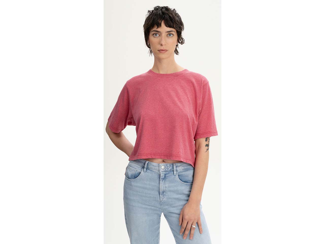 MELA Bio-Damen-T-Shirt 'DESNA' mit Rundhalsausschnitt, blossom melange, Gr. M
