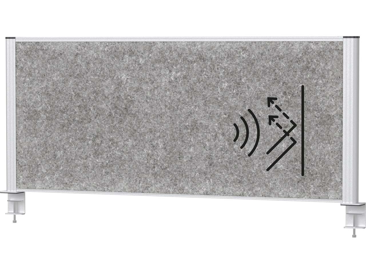 MAUL Tisch-Trennwand "MAULconnecto" silber, Akustik 120 x 50 cm, dunkelgrau