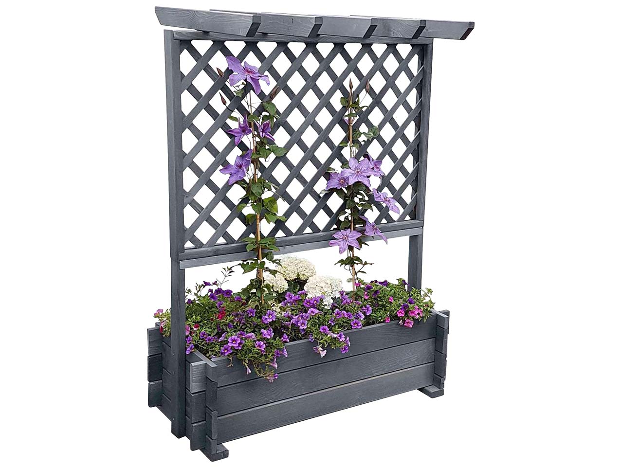 Rankkasten mit Pergola B 102 x T 64,5 x H 140 cm, grau