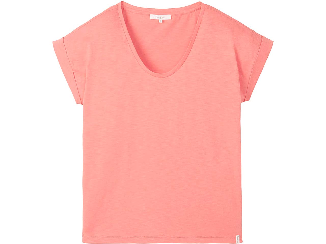 tranquillo Bio-Damen-T-Shirt mit Roll-Up-Ärmel, coral, Gr. S
